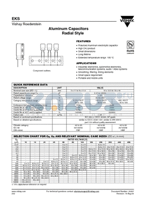 EKS00AA047H00 datasheet - Aluminum Capacitors Radial Style