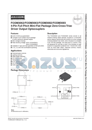 FODM3063 datasheet - 4-Pin Full Pitch Mini-Flat Package Zero-Cross Triac Driver Output Optocouplers