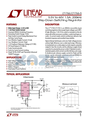 LT1766IFE datasheet - 5.5V to 60V 1.5A, 200kHz Step-Down Switching Regulator