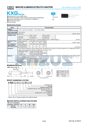 EKXG251ESS101ML25S datasheet - MINIATURE ALUMINUM ELECTROLYTIC CAPACITORS