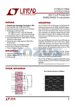 LT1785C datasheet - 60V Fault Protected RS485/RS422 Transceivers