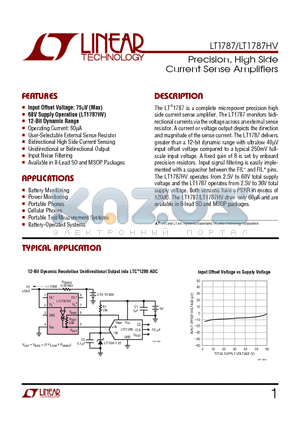 LT1787IMS8 datasheet - Precision, High Side Current Sense Amplifiers