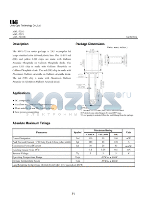 MVL-721Y datasheet - 2X5 rectangular led lamps