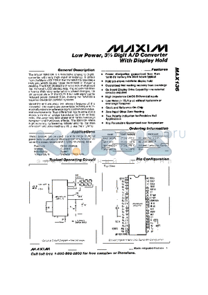 MAX136CQH datasheet - Low Power, 3Digit A/D Converter With Display Hold