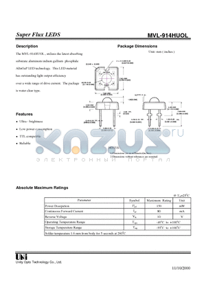 MVL-914HUOL datasheet - Super Flux LEDS