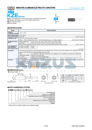 EKZE100ESS102MJ16S datasheet - MINIATURE ALUMINUM ELECTROLYTIC CAPACITORS