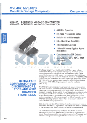 MVL407 datasheet - 4 CHANNEL VOLTAGE COMPARATOR