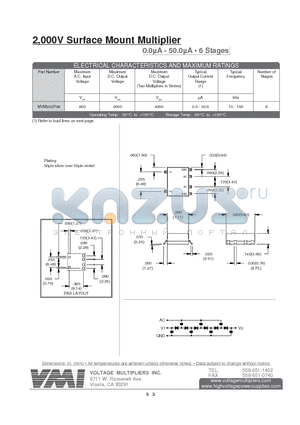 MVM202P06 datasheet - 2,000V Surface Mount Multiplier