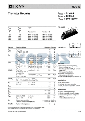 MCC19 datasheet - Thyristor Modules