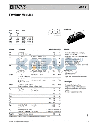 MCC21-08IO8B datasheet - Thyristor Modules