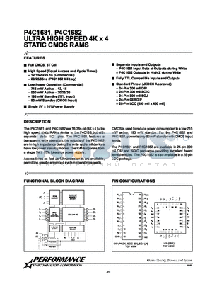 P4C1682 datasheet - ULTRA HIGH SPEED 4K x 4 STATIC CMOS RAMS