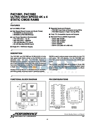 P4C1682I-SSPT datasheet - ULTRA HIGH SPEED 4K x 4 STATIC CMOS RAMS
