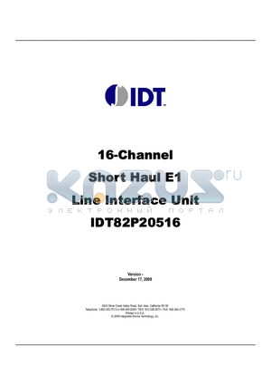 IDT82P20516BFGBLANK datasheet - 16-Channel Short Haul E1 Line Interface Unit