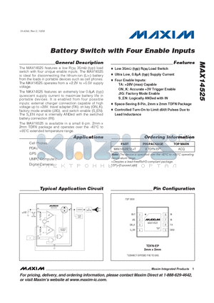 MAX14525 datasheet - Battery Switch with Four Enable Inputs