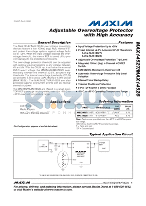 MAX14528 datasheet - Adjustable Overvoltage Protector with High Accuracy
