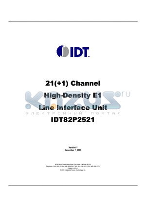 IDT82P2521BHGBLANK datasheet - 21(1) Channel High-Density E1 Line Interface Unit