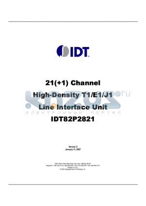 IDT82P2821BH datasheet - 21(1) Channel High-Density T1/E1/J1 Line Interface Unit