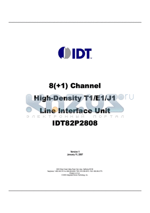 IDT82P2808BBG datasheet - 8(1) Channel High-Density T1/E1/J1 Line Interface Unit
