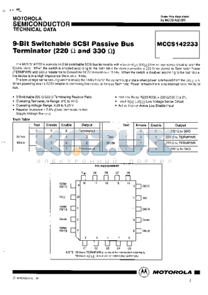 MCCS142233 datasheet - 9-Bit Switchable SCSI Passive Bus Terminator