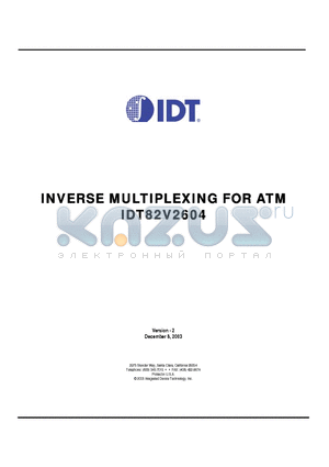 IDT82V2604 datasheet - INVERSE MULTIPLEXING FOR ATM IDT82V2604