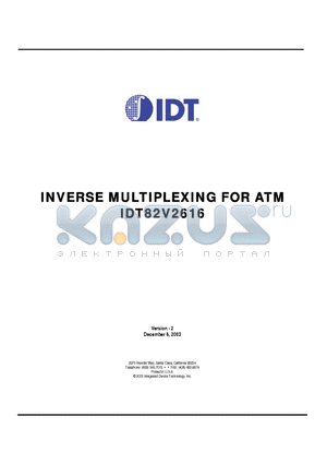 IDT82V2616BB datasheet - INVERSE MULTIPLEXING FOR ATM