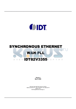IDT82V3355 datasheet - SYNCHRONOUS ETHERNET WAN PLL