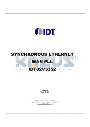 IDT82V3352 datasheet - SYNCHRONOUS ETHERNET WAN PLL