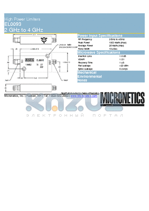 EL0093 datasheet - High Power Limiters 2 GHz to 4 GHz