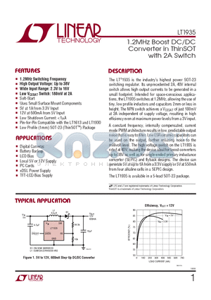 LT1935 datasheet - 1.2MHz Boost DC/DC Converter in ThinSOT with 2A Switch