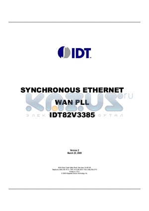 IDT82V3385 datasheet - SYNCHRONOUS ETHERNET WAN PLL