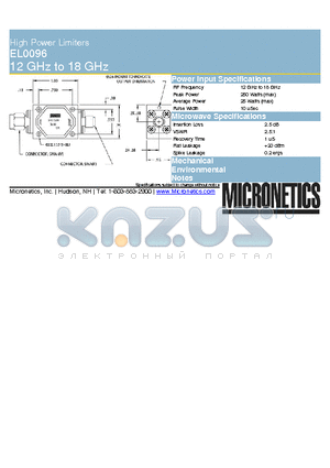 EL0096 datasheet - High Power Limiters 12 GHz to 18 GHz