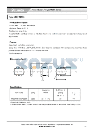 MCDR1419B datasheet - Power Inductor