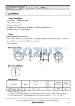 MCDR1422 datasheet - Power Inductor