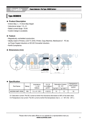 MCDR810 datasheet - Power Inductor