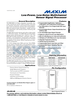 MAX1464 datasheet - Low-Power, Low-Noise Multichannel Sensor Signal Processor