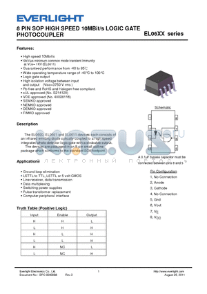 EL0600 datasheet - 8 PIN SOP HIGH SPEED 10MBit/s LOGIC GATE