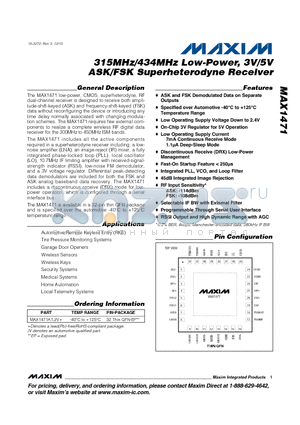 MAX1471_10 datasheet - 315MHz/434MHz Low-Power, 3V/5V ASK/FSK Superheterodyne Receiver