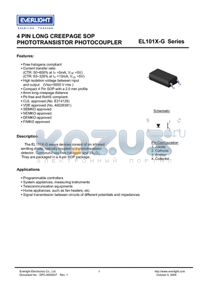 EL101X-G datasheet - 4 PIN LONG CREEPAGE SOP