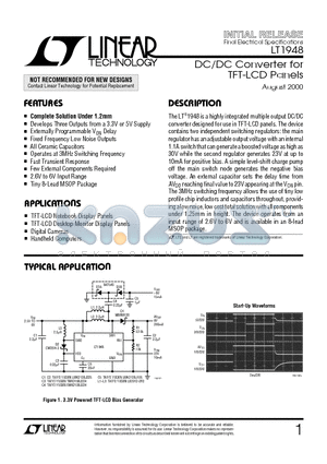 LT1948EMS8 datasheet - DC/DC Converter for TFT-LCD Panels
