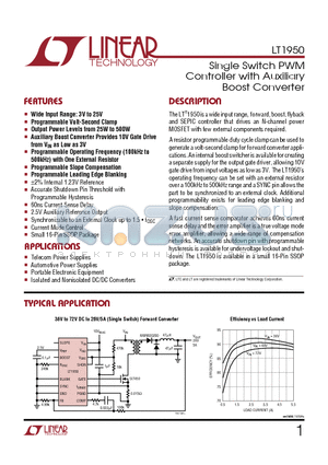 LT1950EGN datasheet - Single Switch PWM Controller with Auxiliary Boost Converter