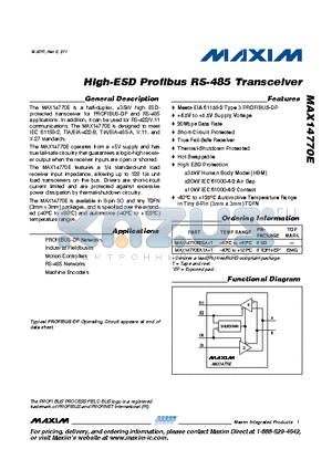 MAX14770E_11 datasheet - High-ESD Profibus RS-485 Transceiver