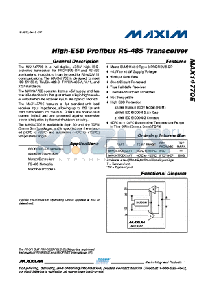 MAX14770E datasheet - High-ESD Profibus RS-485 Transceiver