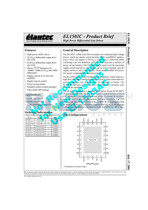 EL1503CM datasheet - High Power Differential Line Driver