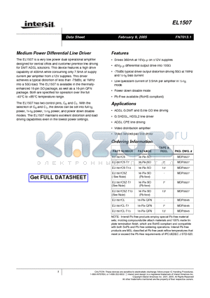 EL1507 datasheet - Medium Power Differential Line Driver