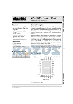 EL1508C datasheet - Differential DSL Line Driver