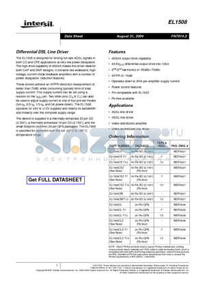 EL1508CL datasheet - Differential DSL Line Driver