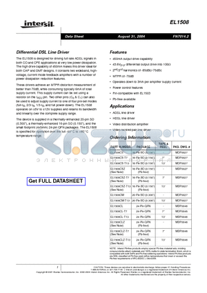 EL1508CLZ-T13 datasheet - Differential DSL Line Driver
