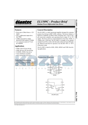 EL1509C datasheet - Medium Power Differential Line Driver