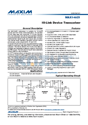 MAX14821 datasheet - IO-Link Device Transceiver