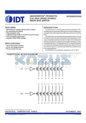 IDTQS32XV245Q2 datasheet - QUICKSWITCH-R PRODUCTS 3.3V HIGH SPEED DOUBLE - DOUBLEWIDTH